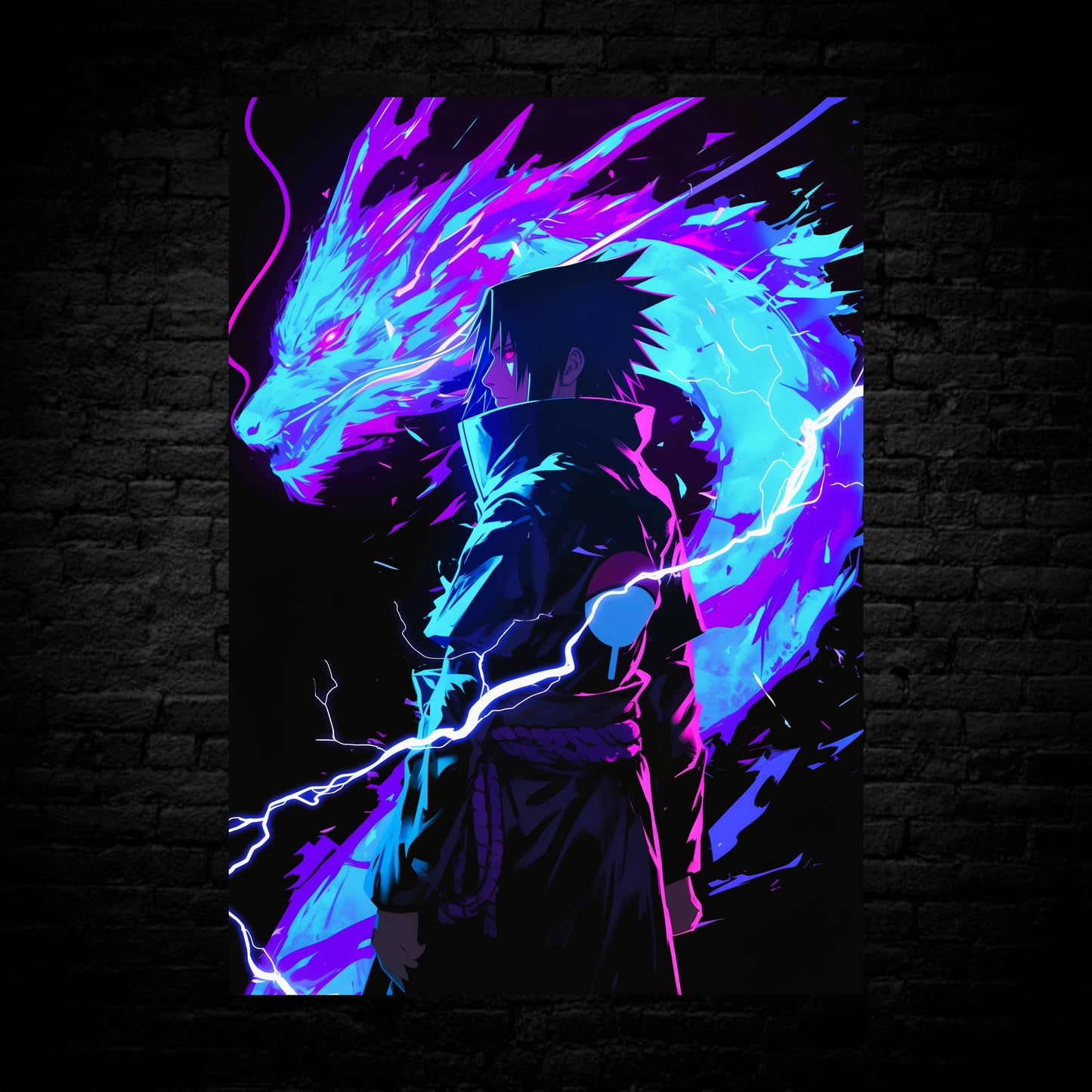 Sasuke: Neon Lightning Dragon Poster