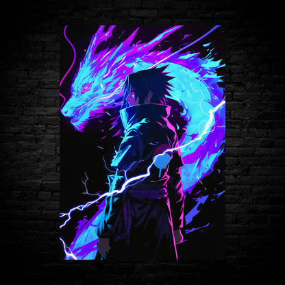 Sasuke: Neon Lightning Dragon Poster