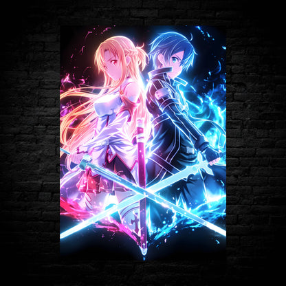 Kirito & Asuna Neon Poster