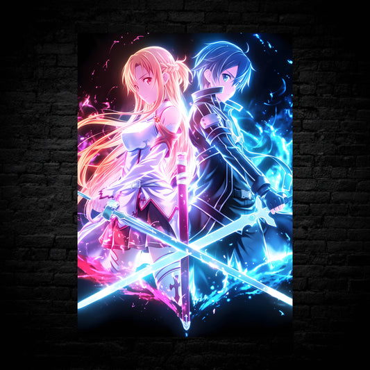 Kirito & Asuna Neon Poster
