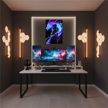Sasuke: Neon Lightning Dragon Poster