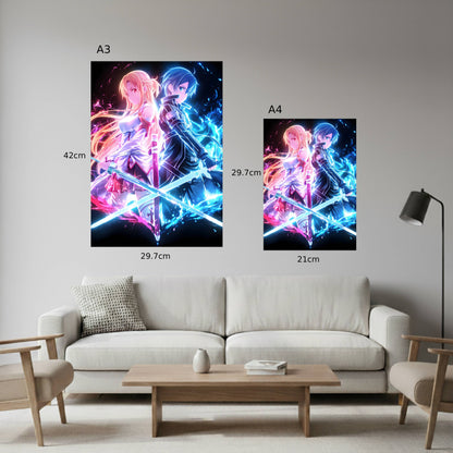 Kirito & Asuna Neon Poster