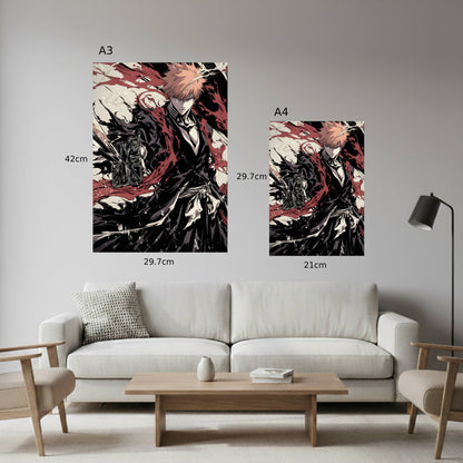Kurosaki Ichigo Awakened Bankai Comic Art Styled Poster